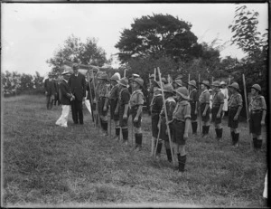 Lord Jellicoe inspecting a Boy Scouts Guard of Honour, Kaitaia
