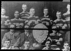 Unidentified members of [Taranaki?] rugby union team