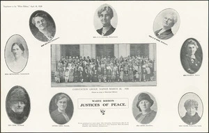 New Zealand Women's Christian Temperance Union :White ribbon. Justices of Peace. Convention group, Napier March 26, 1928. Supplement to the "White Ribbon", April 18, 1928.