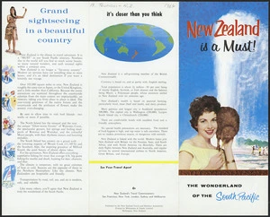 New Zealand Travel and Holidays Association :New Zealand is a must! The wonderland of the South Pacific. [1964? Cover]