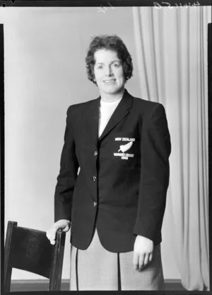 Miss P N Moore, representative of the New Zealand women's cricket team, 1966