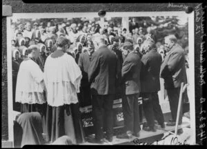 Mourners at the graveside during the funeral of Mother Mary Aubert