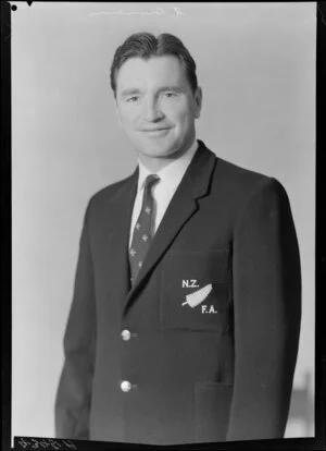 Mr K Armstrong, coach, New Zealand representative soccer team, New Zealand Football Association world tour of 1964