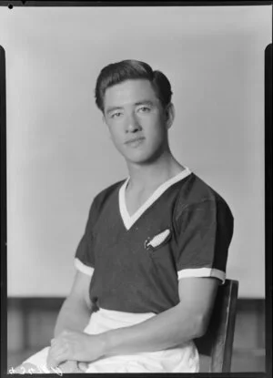 Mr A W Leong, member of New Zealand representative soccer team, New Zealand Football Association world tour of 1964