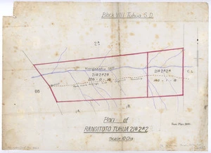 [Creator unknown] :Plan of Rangitoto Tuhua 21B2A2, Block VIII Tuhua S.D. [ms map]. [n.d.]