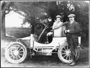 Creator unknown : Dudley Hill beside his new Wolseley car, Hastings