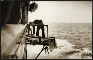 A body being readied for burial at sea during World War I