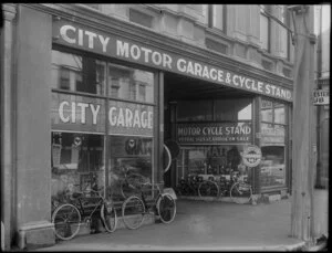 Exterior of P C Crooke's City Motor Garage and Cycle Stand shop