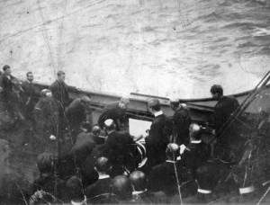 Douglas, C H :Photograph of burial at sea on board SS Wakool, 1908