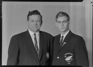 Badminton player John Compton, with his father