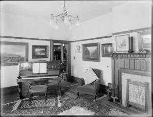 Parlour / living room in an unidentified Christchurch house