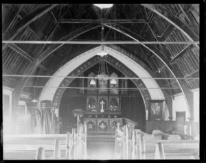 Interior of the old Anglican church, Woodend, Canterbury