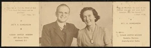[Card showing Dr F R and Mrs M Duncanson of the Sudan United Mission. ca 1951-1954]