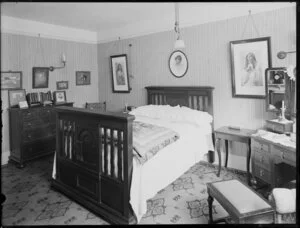 Bedroom in an unidentified house, [Christchurch?]