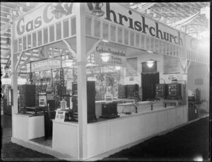 Display of gas cookers and similar appliances by Christchurch Gas Company at an exposition