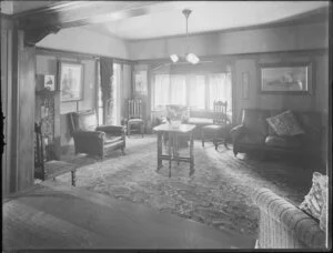 Living room in an unidentified house, Christchurch