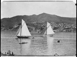 The Waitangi and the Mascotte sailing in Oriental Bay, Wellington
