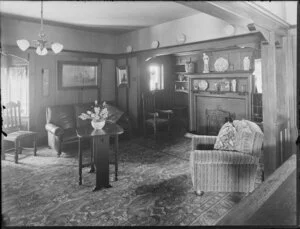 Living room in an unidentified house, Christchurch