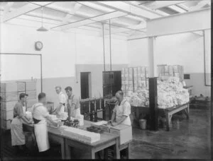 Butter packhouse interior with staff