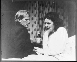 Dorothy Wenk and Ron Lynn in a scene from the Downstage Theatre production of "Obstacles" - photographer unidentified