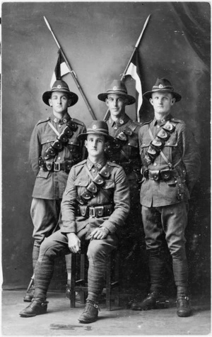 Four unidentified soldiers from the 11th North Auckland Mounted Rifles, during World War I