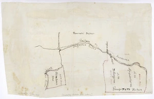 [Creator unknown] :[Map of the North Island main trunk railway between Taumarunui Station and Ongarue Station and including adjacent land blocks]. [ms map].