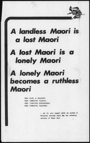 Poster - A landless Maori is a lost Maori