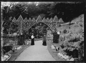 Two women in public garden