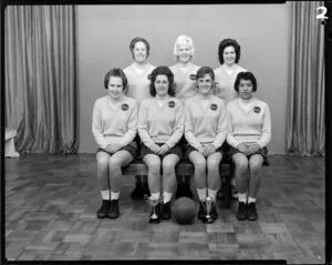 Soma Netball Team, [Wellington?], with trophies