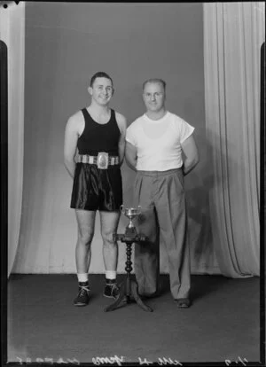 Portrait of a boxer and his trainer