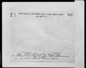 Player list, New Zealand Breweries Social Club, rugby team of 1957