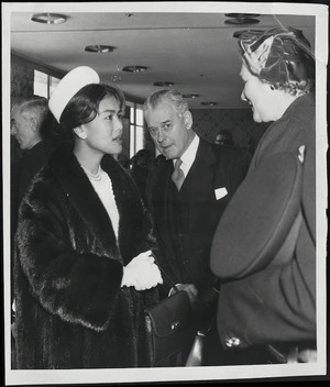 Lady Cobham with the Queen of Thailand at Christchurch Airport