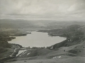View of Lake Tutira and part of Lake Waikopiro, Hawke's Bay - Photograph taken by John Dobree Pascoe