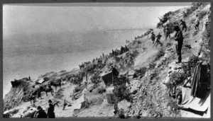 Freshwater tanks being hauled up Walkers Ridge, Gallipoli