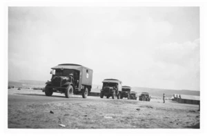 Convoy of army ambulances in Maadi, Egypt, during World War 2