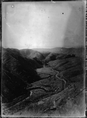 Landscape showing a road through hills