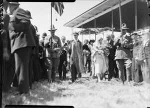 Duke and Duchess of York during Maori welcome, Rotorua