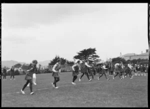 Girls' walking race, Marsden School, Wellington