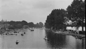 Row boats by river