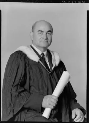 Mr E.H. Nepia in academic gown