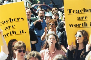 Secondary school teachers demonstration, Wellington - Photograph taken by Ross Giblin