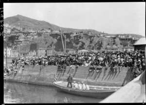 Ship's boat from the Japanese cruiser near Oriental Bay, Wellington