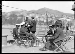 Japanese naval officers & visitors socialising