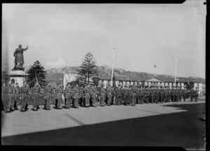 Military parade, grounds of parliament, Wellington