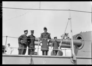 Japanese naval officers on ship's deck
