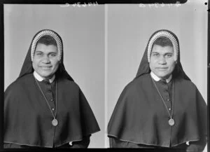 Unidentified nun [Sister Depornes?] in habit [two images]