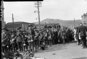 Military parade near wreaths, Wellington