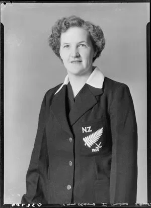 Miss I. Sanders, New Zealand Women's Hockey player, 1953