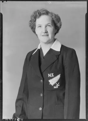 Miss I. Sanders, New Zealand Women's Hockey player, 1953