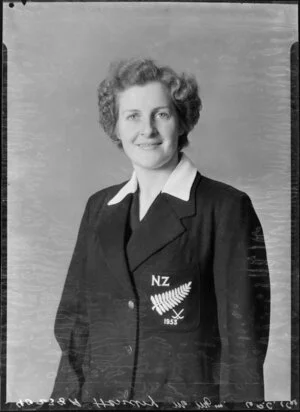 Miss M. Hendry, New Zealand Women's Hockey player, 1953